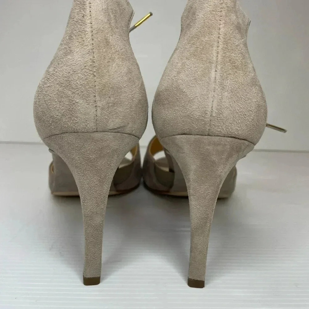 Paul Green Gray Taupe Ankle Tie Peep Toe Heels Size US 9.5 UK 7 - Picture 3 of 8